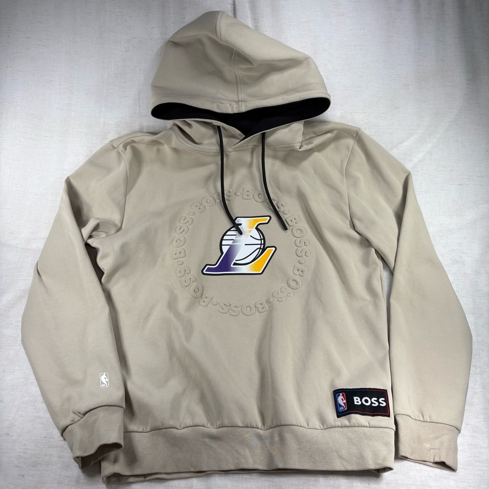 BOSS Beige and Black Lakers Logo Pullover Hoodie